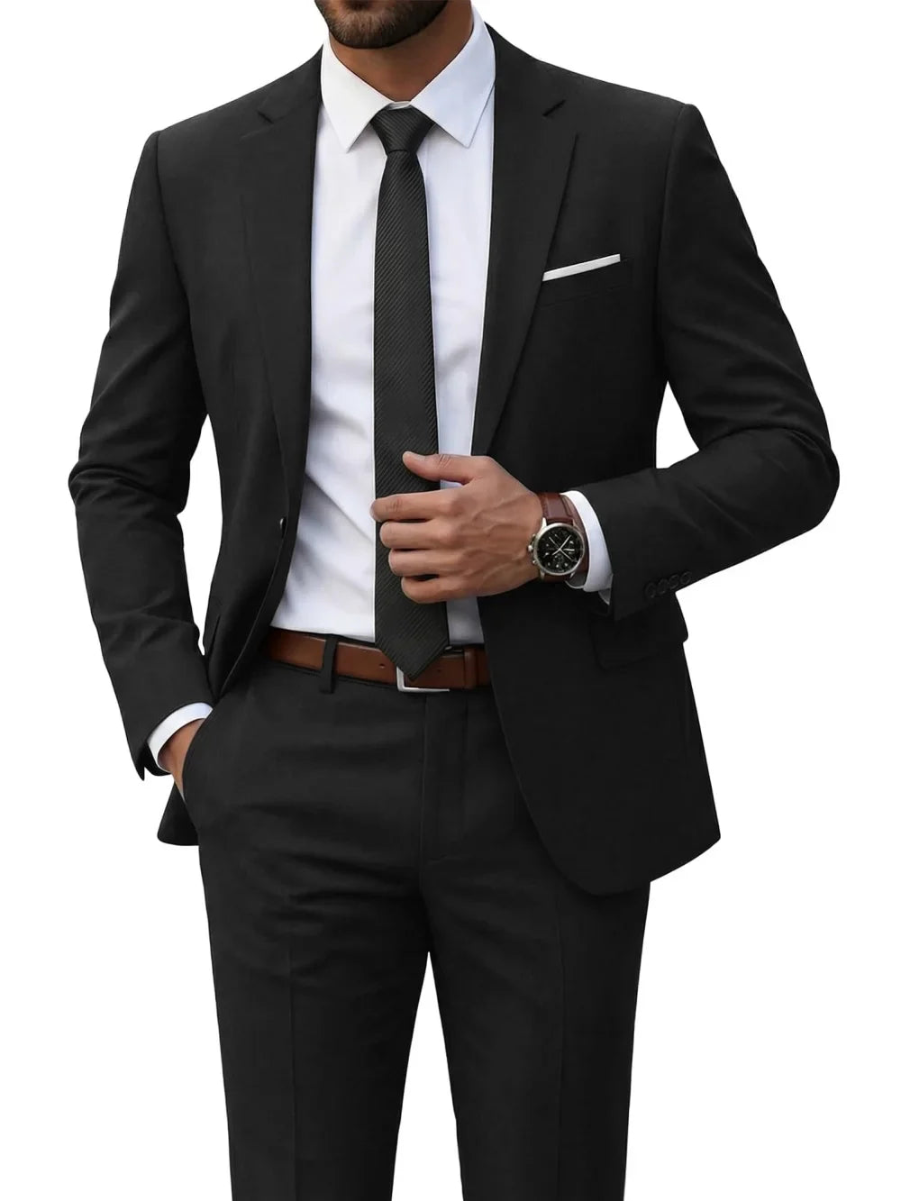 Hot Sale Man Suit Set 2 Pieces Jacket Pants Business Outfit Notched Lapel Casual Men's Regular Fit Tuxedo Wedding Guest Clothes