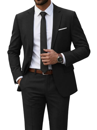 Hot Sale Man Suit Set 2 Pieces Jacket Pants Business Outfit Notched Lapel Casual Men's Regular Fit Tuxedo Wedding Guest Clothes