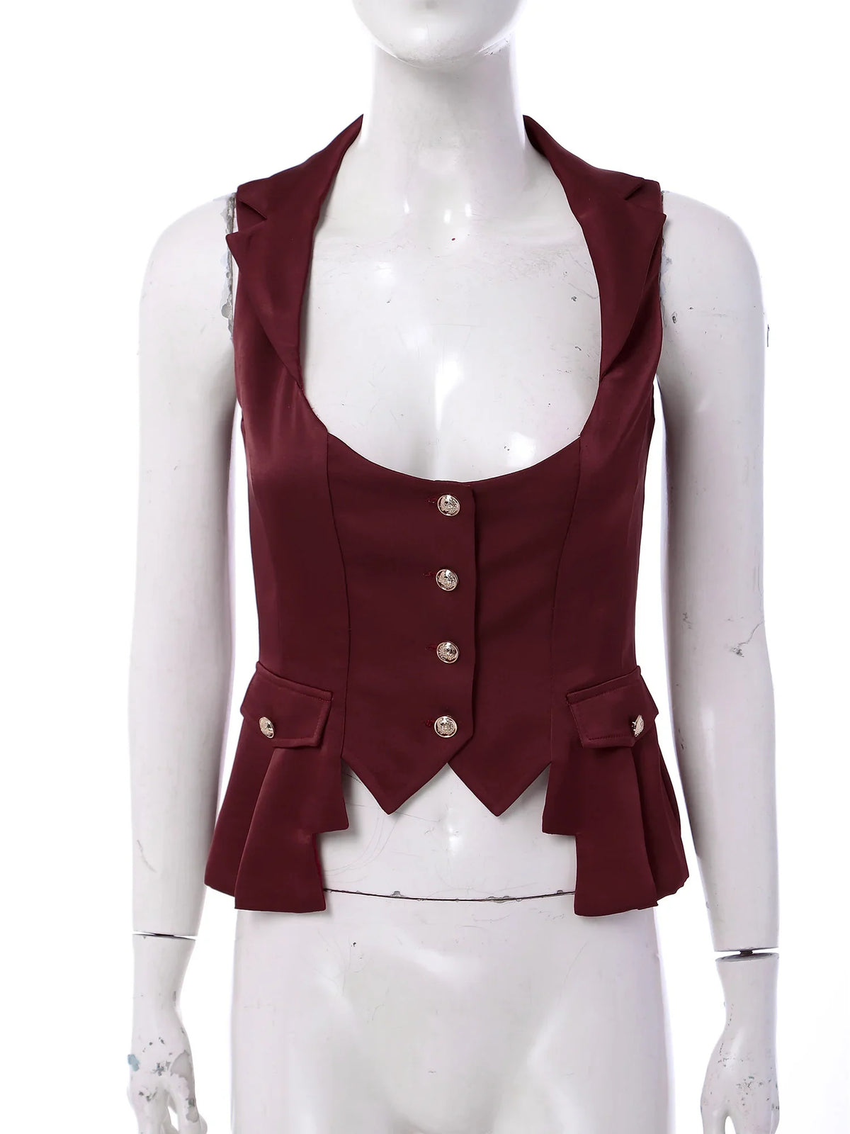 Women Victorian Waistcoat Gothic Costume Medieval Sleeveless Renaissance Satin Vests for Halloween Carnival Punk Clothing