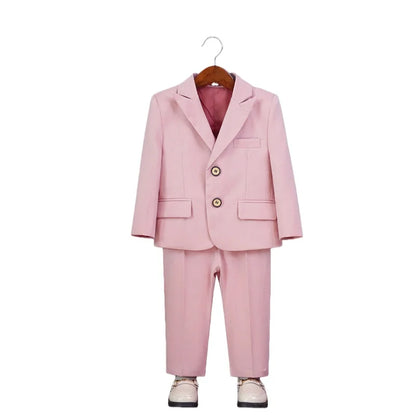 Boys Slim Fit Suit Set Kids Wedding Birthday Outfit Children's Performance Costume With Jacket Vest Pants Bowtie+Pocket Towel