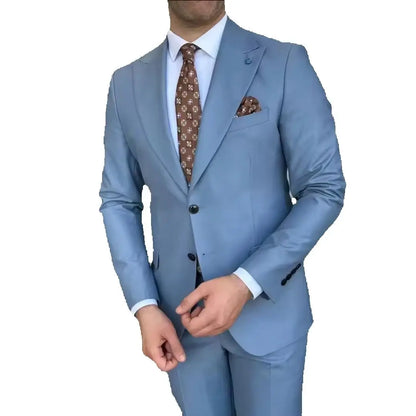 Ensemble de smoking 2 pièces slim fit uni pour homme avec blazer à revers en pointe et pantalon pour affaires, mariage, bal, soirée, tenue élégante