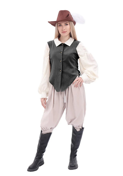 Women Pirate Vest Medieval Costumes Adult Halloween Renaissance Vest Black Bard Vest Top Bodice