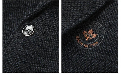 Men's Fleece Blazer Smart Casual Single Breasted Suit Jacket for Middle-Aged Men Autumn Winter