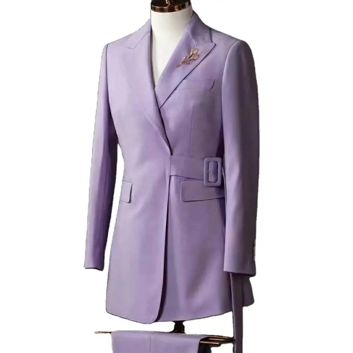 Elegant Purple 2 Pieces Suits Side Belt Women Blazer Plus Size Customized Wedding Guest Formal Evening Party Mother Outfit