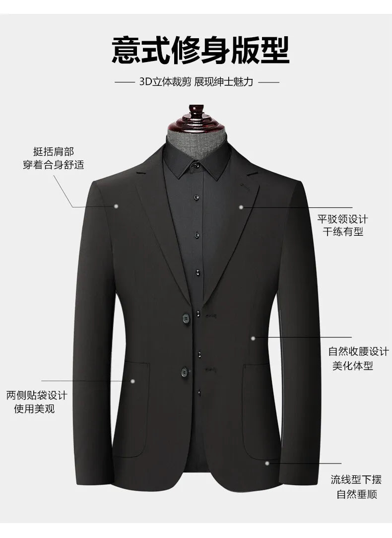 2025 Blazer Men's Fashion Gentleman Business Slimming Trend British Style Performance, Banquet Hosting, Casual Wedding Blazer