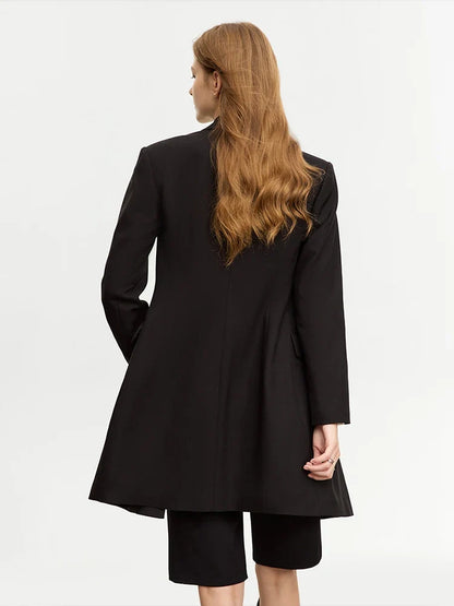 Minimalist Blazer for Woman 2026 Autumn Long Simple Basics Commuter Jacket With Waist Rope Slim Fit Blazers 12343036