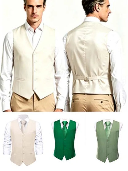 Men's Formal Vest Single Breasted Satin Waistcoat for Weddings & Special Occasions