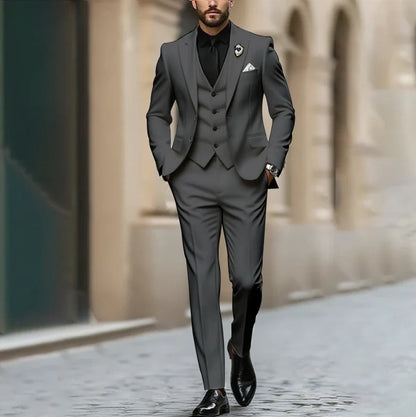 Purple Men Suit Single-breasted Peak Lapel 3 Pieces(Jacket+Pants+Vest) Male Formal Wedding Party Set