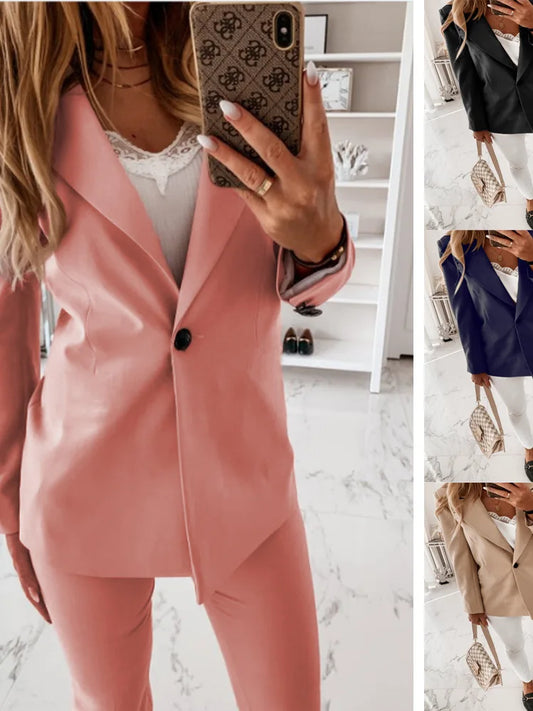 Women's Pure Color Button Long Sleeve Suit Jacket Commute Style Slim Fit Three Button Cuff Office Wear Pure Linen Cotton