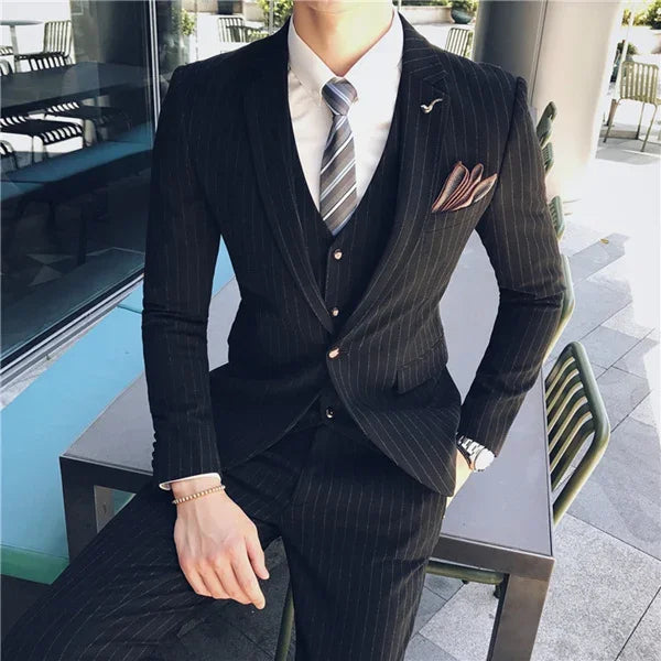 Men's 3-Piece Formal Suit Slim Fit Blazer Vest Pants for Wedding Business Smart Casual