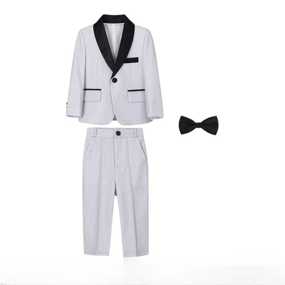 Glitter Boys Shawl Lapel Suits 3 Pieces Stage Performance Outfit,Handsome Smart Kids Suit Set For Birthday Party 90-170cm