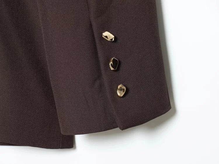 Women Asymmetric Buckle Blazer Elegant Wrap Suit Jacket Slim Waist Tailored Office Lady Workwear Fashion Blazer Coat
