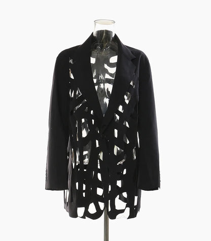 Women Chic Blazer Hollow Out Niche Design Single Button Notched Collar High-end Jacket Fashion Coat New Spring 2026 HK19476