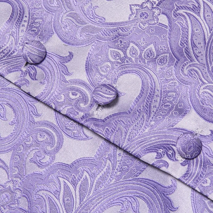 Men's Double Breasted Paisley Jacquard Waistcoat Set with Necktie & Pocket Square for Weddings and Tuxedo