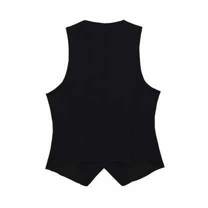 Fashion Women's Vest Linen Sleeveless Suit Vest Coat for Women Autumn Korean Female Black White Suit Vest Top