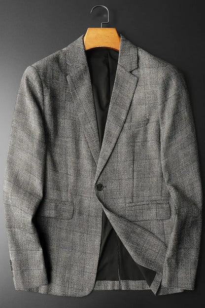 Spring Autumn Classic Checkered Suit Jacket Men Slim Fit Casual Business Office Uniform Formal Jacket Wedding Groom Men Blazers