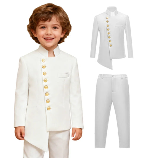 Kids Formal Suit Set – Boys Single Breasted Blazer and Pants for Weddings and Parties