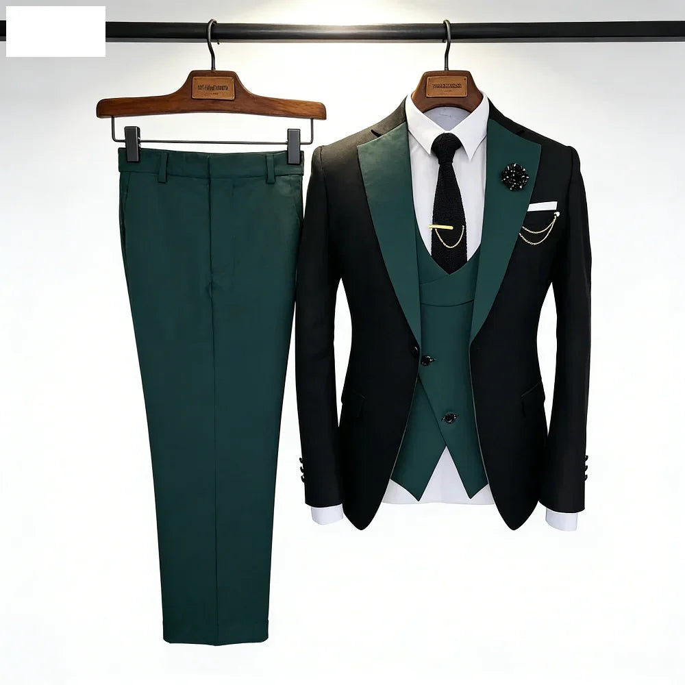 3-Piece Slim Fit Men's Suit – Jacket, Vest & Pants for Wedding, Prom & Business