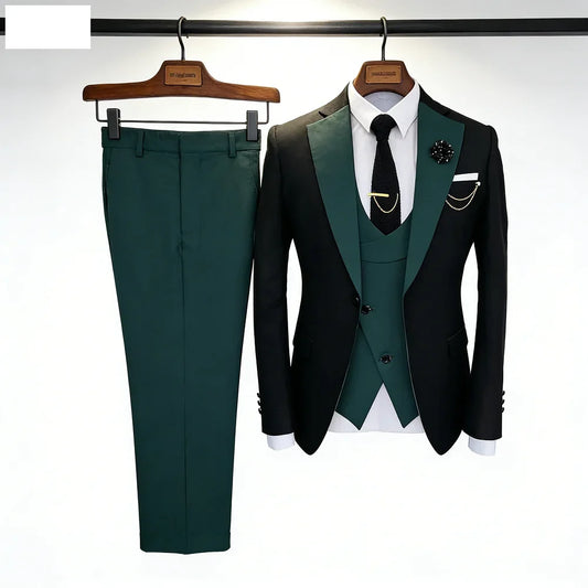 3-Piece Slim Fit Men's Suit – Jacket, Vest & Pants for Wedding, Prom & Business