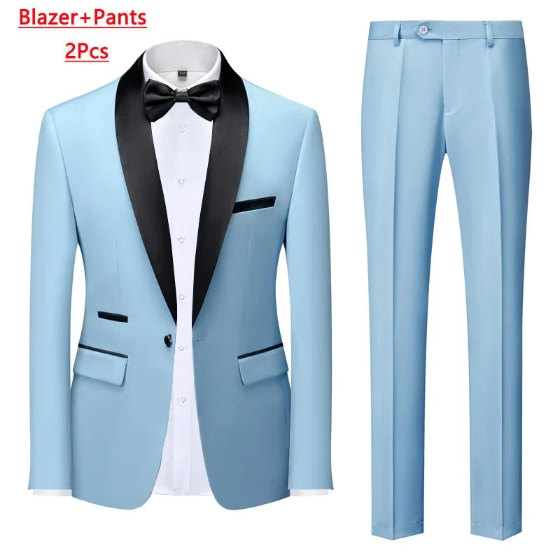 Men's Slim Fit Formal Suit Set – Blazer, Vest & Pants for Weddings & Parties