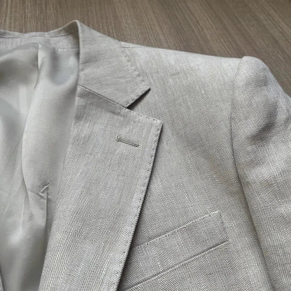 Men Thin Slim Fit Top Quality Beige White Linen Suits Matching Sets Spring Summer Comfortable Two Piece Set Casual Outfits 2025