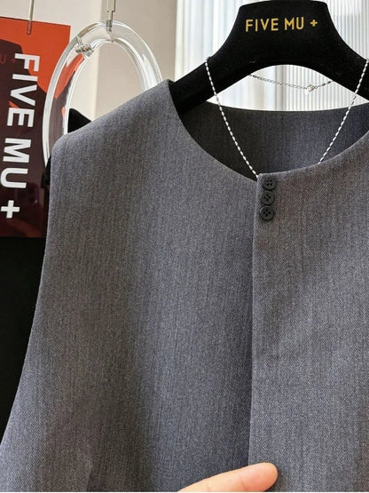 Women Blazer Vest New Spring Summer O-Neck Lined Coat Cardigan Sleeveless Jacket Casual Solid Short Suits Waistcoat Tank Tops