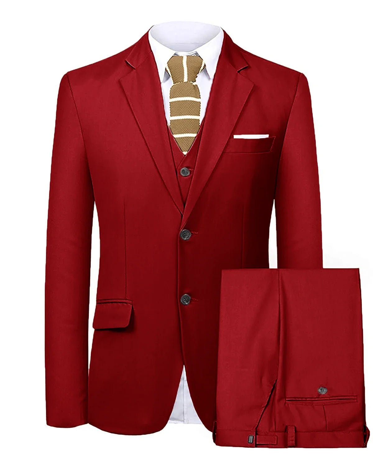 Men's 3 Pieces Suit Two Buttons Notch Lapel Jacket Waistcoat and Trousers Dinner Wedding Tuxedos Slim Fit Formal Business Suits