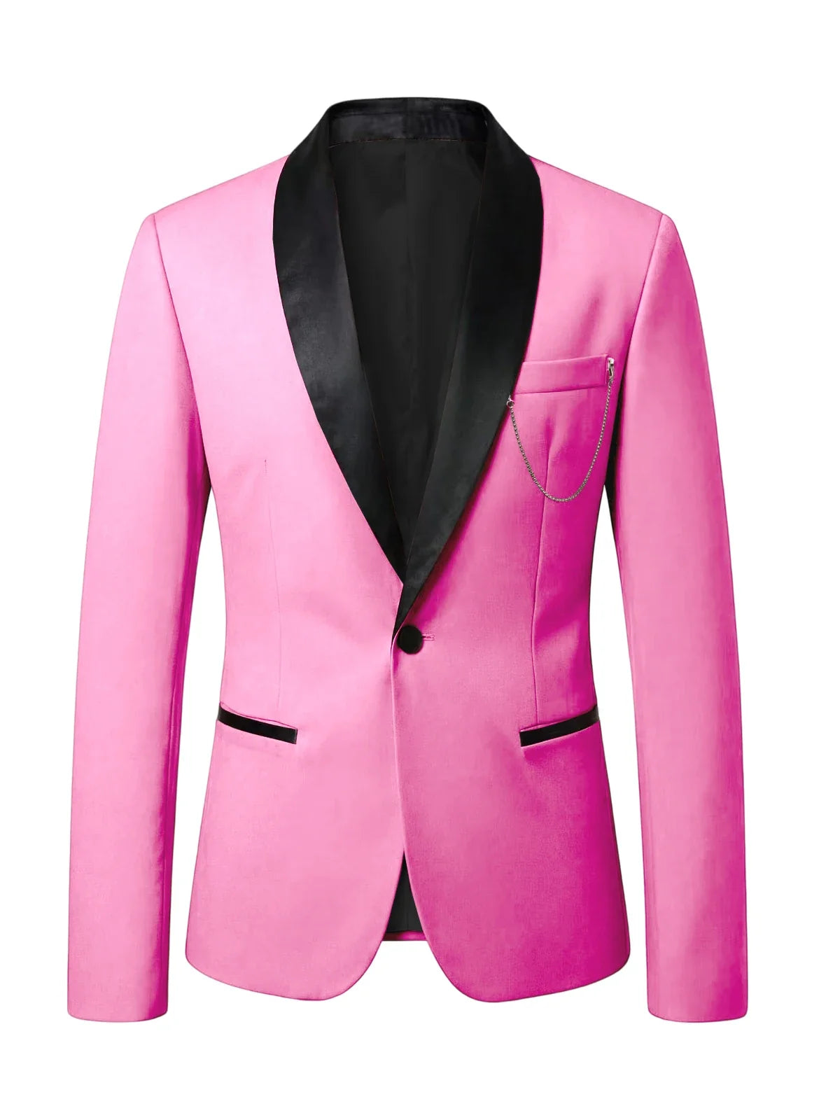 Men's Slim Fit Tuxedo Blazer Satin Shawl Collar One Button Formal Business Suit Jacket for Wedding Prom Party For Spring Summer