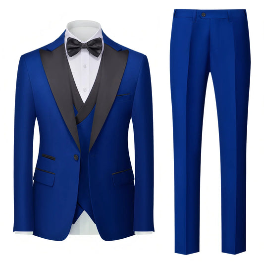 Costume Homme 3 Pièces Coupe Slim Business Loisirs Banquet Mariage Marié Veste Gilet avec Pantalon