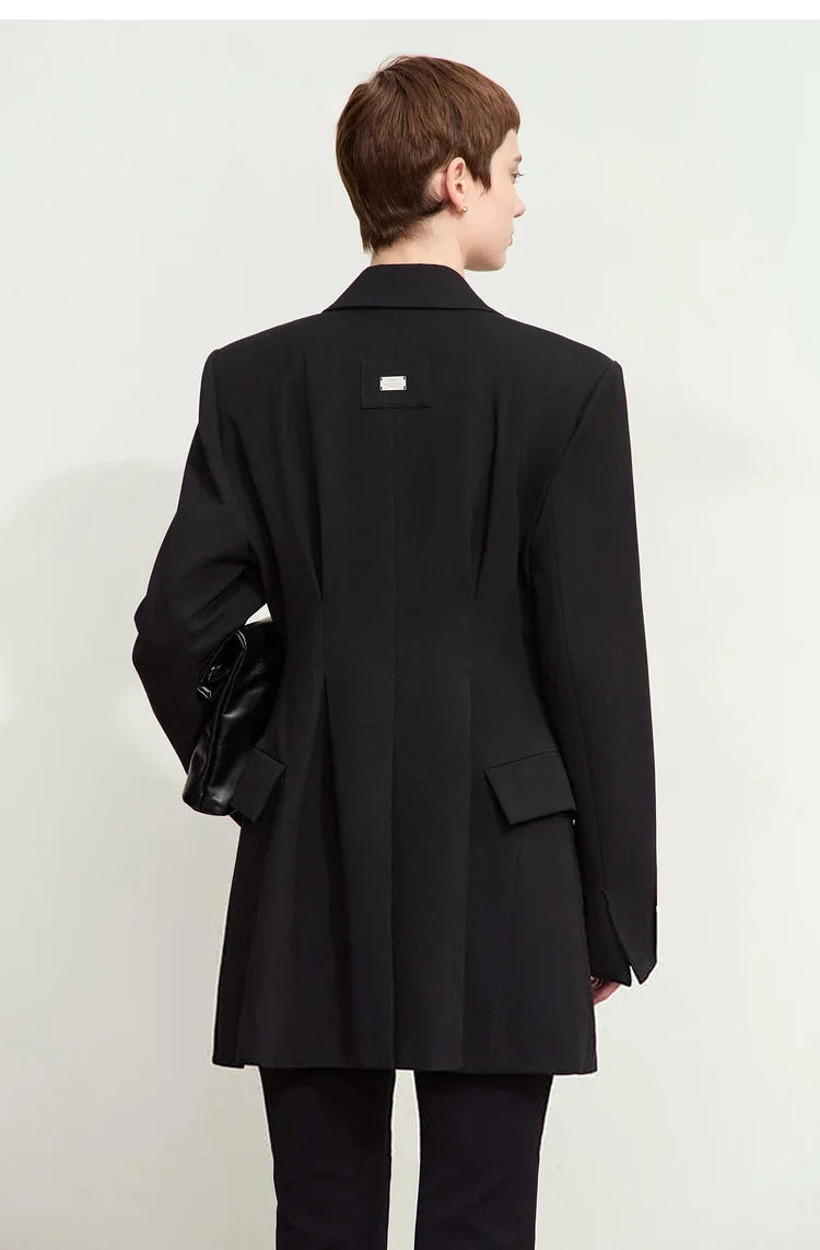 Fall Clothes 2024 Women Blazers Vintage Coat Autumn Western Long Jacket Solid Slim-fit Office Lady Basics Blazer 12443153