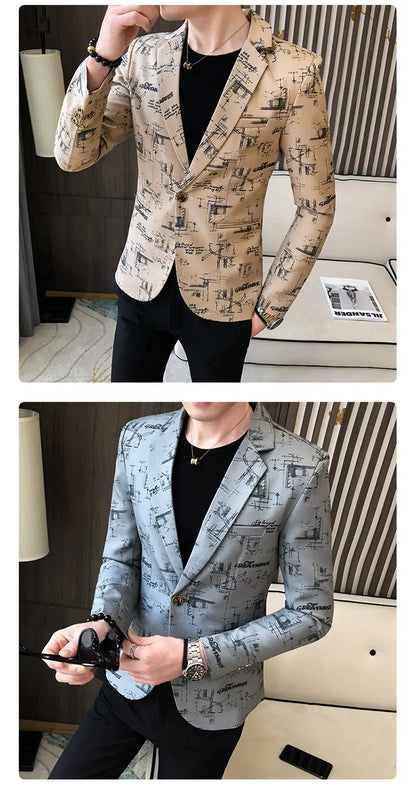 Blazer Men's Fashion Outdoor Travel Gentleman Wedding Slimming Business Versatile Trendy Casual Korean-style Formal Wear Blazer
