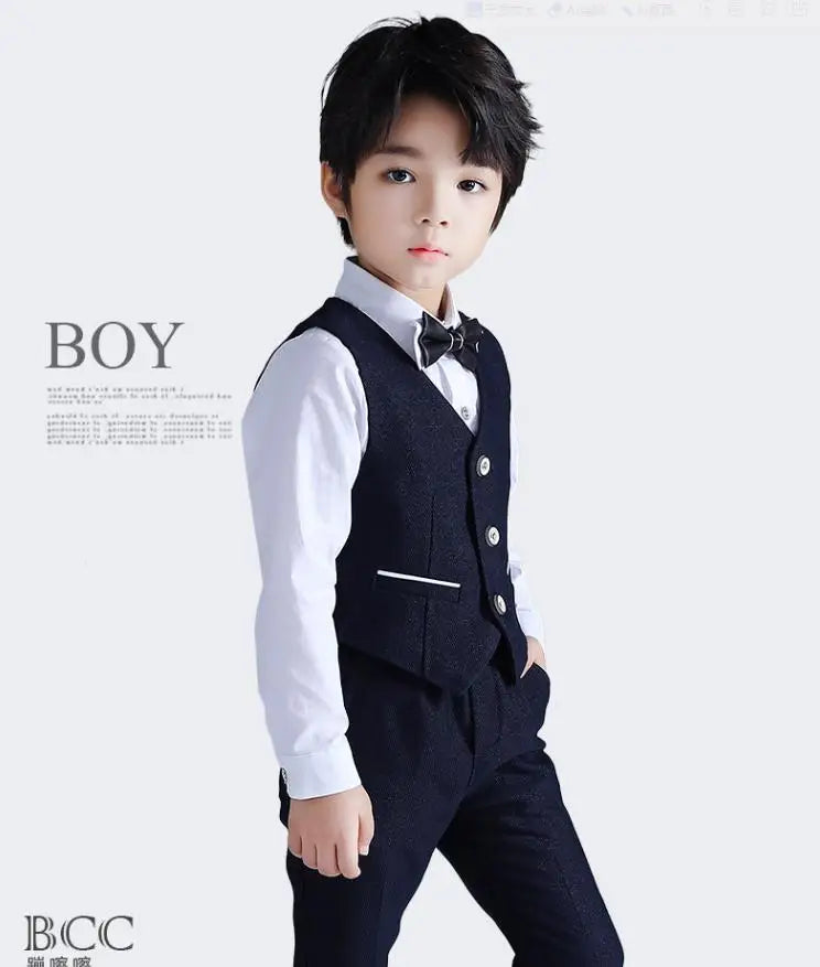 Low-price clearance sale Boys 3Pieces/Set Jacket Vest Pants Photography Suit Kids Piano Wedding Party Dress Children Costume
