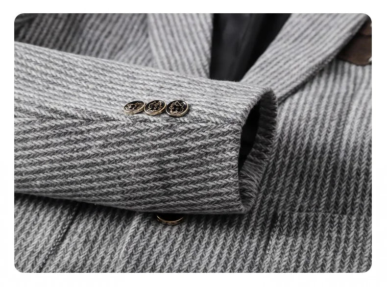 Autumn Winter Suit Jacket Men's Korean Slim Fit Striped Casual Blazers Wedding Business Streetwear Social Dress Jackets 2026