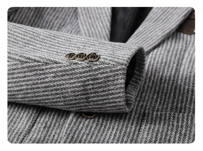Autumn Winter Suit Jacket Men's Korean Slim Fit Striped Casual Blazers Wedding Business Streetwear Social Dress Jackets 2026