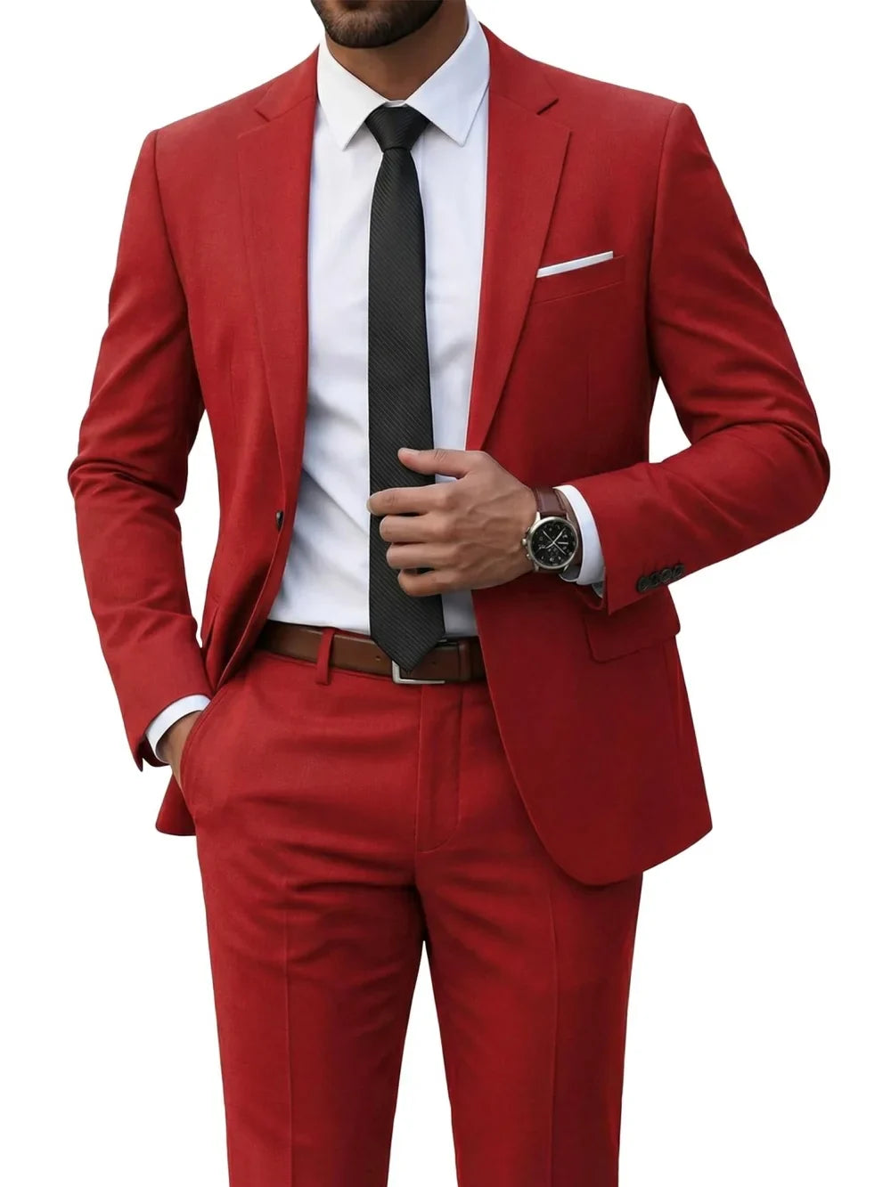 Hot Sale Man Suit Set 2 Pieces Jacket Pants Business Outfit Notched Lapel Casual Men's Regular Fit Tuxedo Wedding Guest Clothes