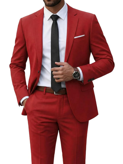 Hot Sale Man Suit Set 2 Pieces Jacket Pants Business Outfit Notched Lapel Casual Men's Regular Fit Tuxedo Wedding Guest Clothes