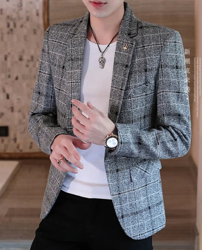Men's Slim Fit Business Casual Shirt 2025 Korean Fashion Handsome All Seasons Polyester Boutique Style