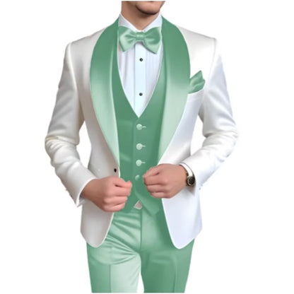Men's 3-Piece Slim Fit Suit – Single Breasted Blazer, Vest & Pants Set for Wedding, Business & Formal Occasions