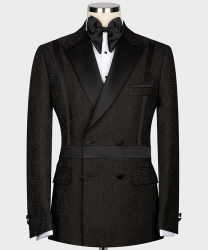 Leisure Men's Suit 2 Pieces Appliques Lapel Blazer Pants Bow Collar Wedding Tuxedos Work Business Formal Customized M7160