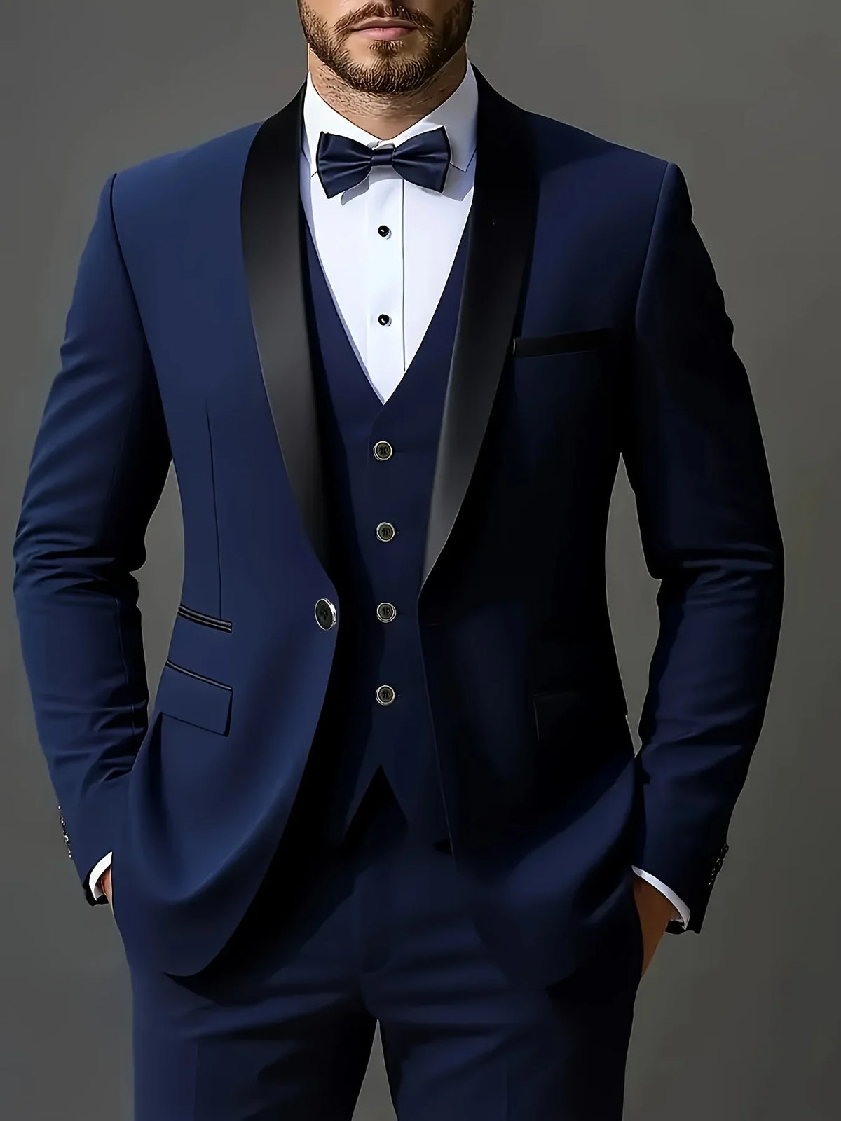 Ensemble de costume habillé pour homme, coupe ajustée, décontracté pour affaires, smoking de mariage, manches longues, revers crantés, marié