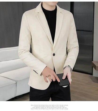 Blazer Men's Business Gentleman Wedding Fashion Best Man Solid Color Slim Fit Casual Mink Velvet with Cotton Thickened Blazer