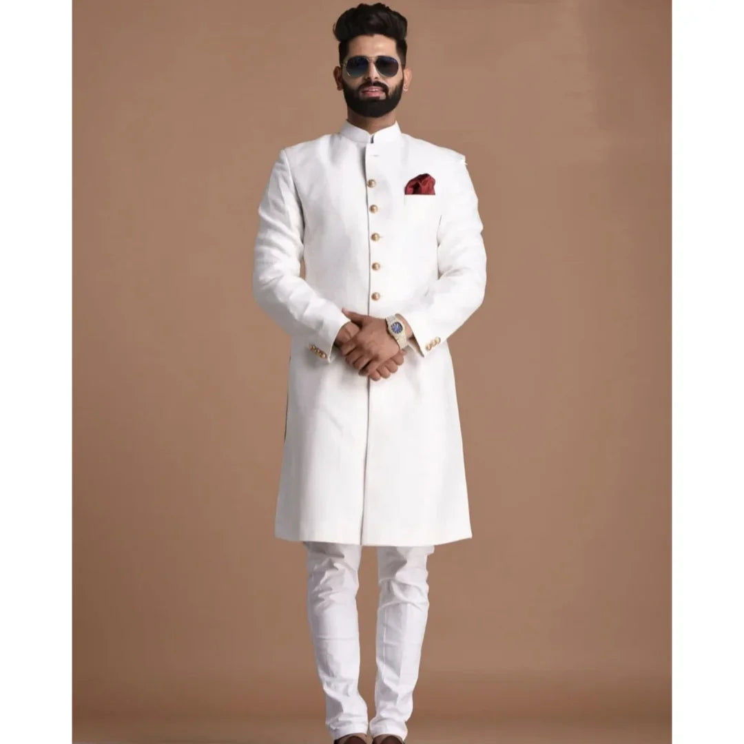 Men's Blazer Formal Terno Suits African Long Jacket Two-Piece Set Coat And Pants Single Breasted Stand Lapel Clothing Costume Ho