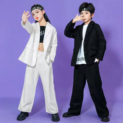 Fashion Kids Clothes 2 Piece Notch Lapel Single Breasted Streetwear Sets Chic Sporty Active Daily Casual Chilren's Clothing