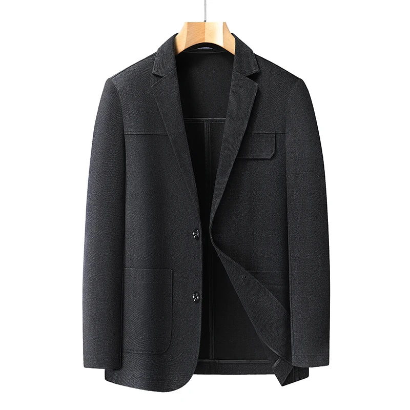 Men's Plus Size Denim Blazer – Smart Casual Single-Breasted Jacket for Big & Tall Men in Black & Blue