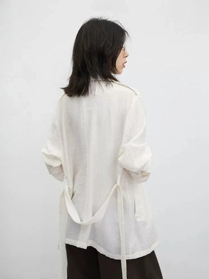 New Women Mid-length Trench Coats Loose Casual Oversized Double Breasted Office Ladies Blazer Jacket Spring Autumn