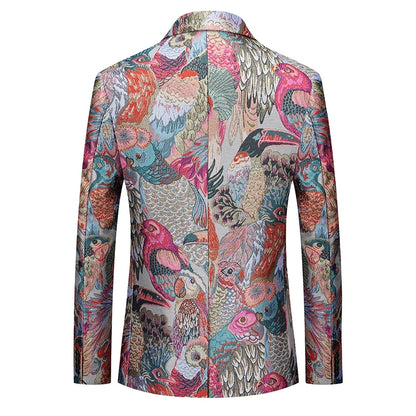 Men's Jacquard Blazer Slim Fit Single Breasted Smart Casual & Formal Wedding Jacket