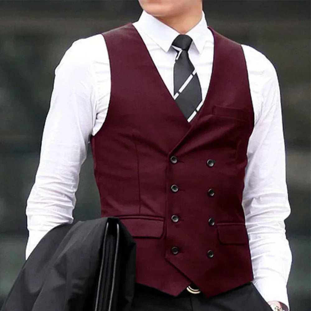 Men's Suit Vest Double Breasted Waistcoat for Wedding Business Formal Occasions