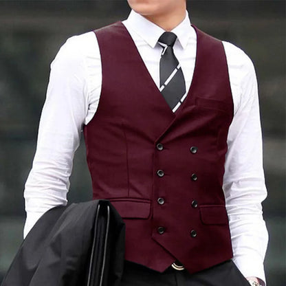 Men's Suit Vest Double Breasted Waistcoat for Wedding Business Formal Occasions