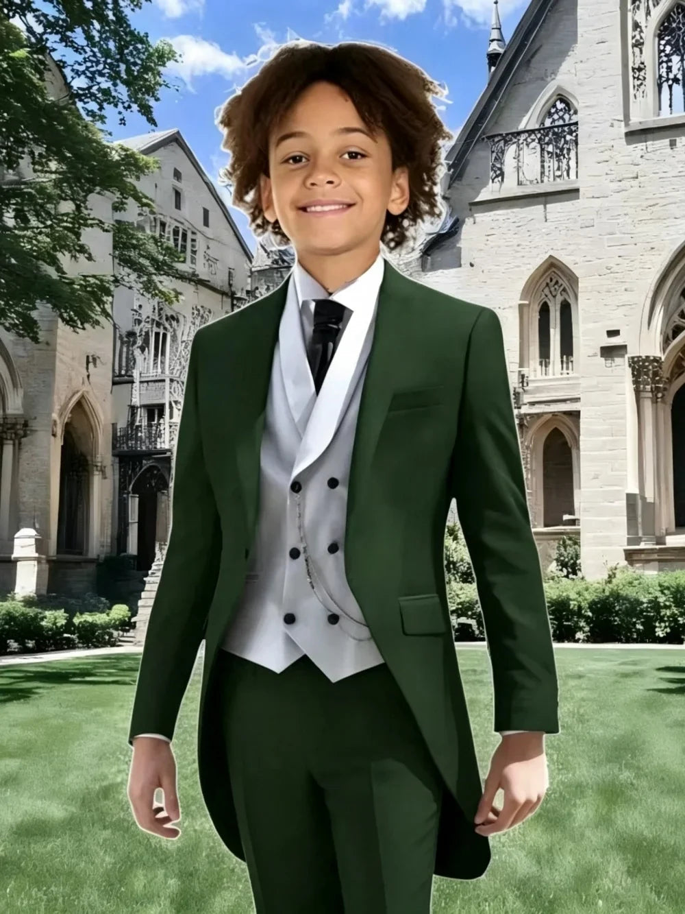 High Quality Boys Formal Tailcoat Vest Pants 3 Pieces Banquet Party Wear Smart Handsome Kids Slim Fit Suit Set Wedding Tuxedo