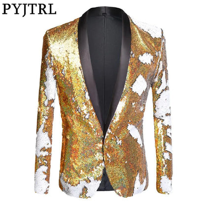 Men's Velvet Sequin Fashion Suit European And American Style Stage Clothes Handsome Trendy Clothing for Singers